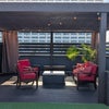 Photo 9: Pergola with fire pit and tv