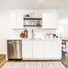 Photo 8: Kitchen, LR on the Right and bedroom entrance on the left.