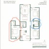 Photo 7: Apartment layout. Red will be your room, blue is shared bath. 
