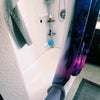 Photo 6: Shower, Tub , washer & dryer behind door in bathroom