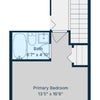 Photo 4: Room #3 with private bathroom; shared hallway and stairs. Dimensions approximate.