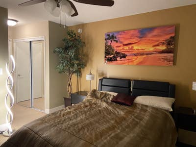 Beautiful furnished room and bath in modern condo Main Photo