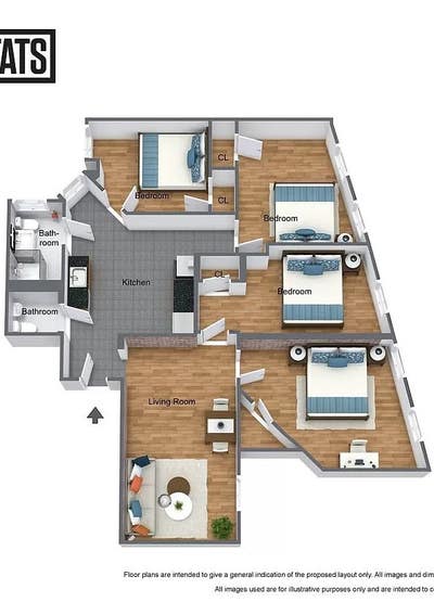 Two rooms ready for viewing.  Main Photo