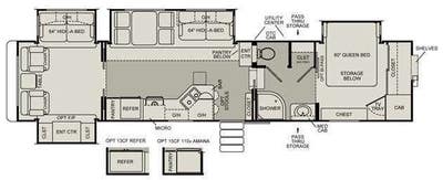 This Is a 5Th Wheel Travel Trailer Parked and Set  Main Photo