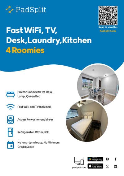 UltraFast WiFi, Laundry, Personal TV, Working Desk Main Photo