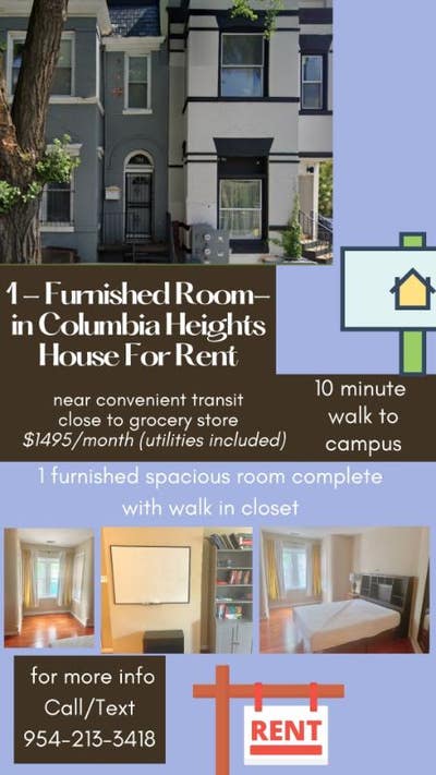 1 Furnished Bedroom for Rent in Washington DC_$mo Main Photo