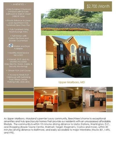 2BRBA Fully Furnished Basement Level Apartment in Main Photo