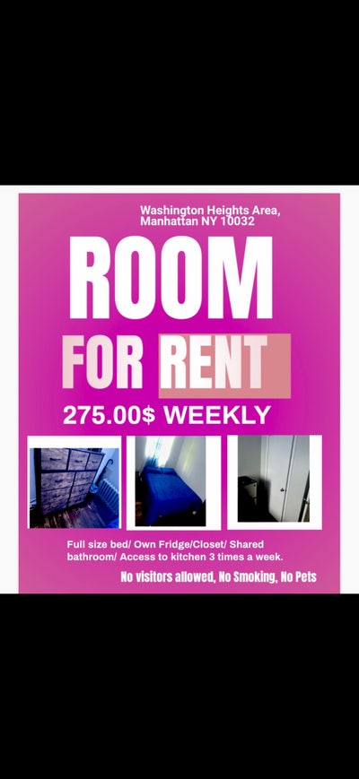 Room for rent uptown 10032 Main Photo