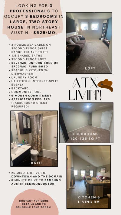Private rooms for rent, large northeast ATX house Main Photo