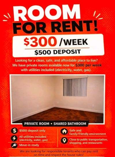 300 week room for rent  Main Photo