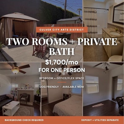 2 Rooms + Private Bath— Bedroom & Office Setup Main Photo