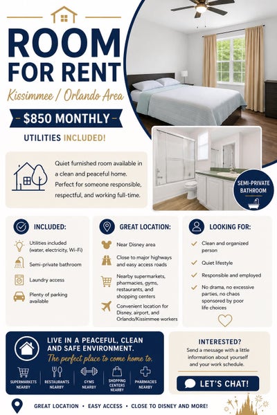 Room for rent Kissimmee.  Main Photo