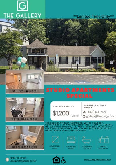  Studio Apartments – $1,200 / Month Main Photo