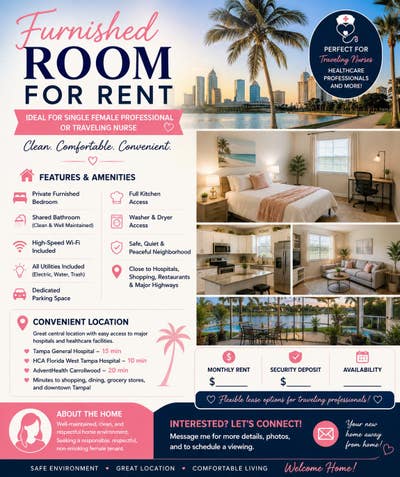 Furnished Room for Rent In Town-n- Country  Main Photo