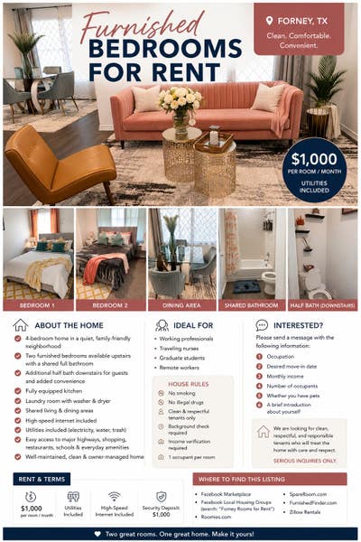 Furnished Bedrooms for Rent – Forney/Heath, Tx 🏡 Main Photo