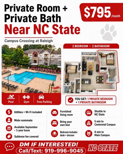 Private Bedroom & Bathroom Near Campus $795 All in Main Photo